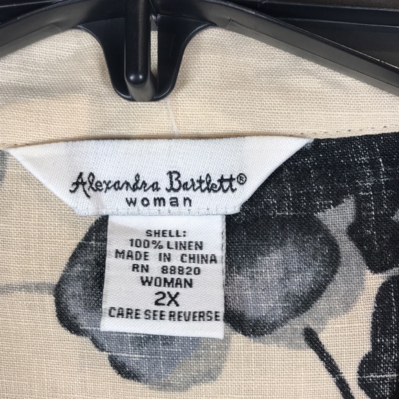 Alexandra Bartlett Blouse Linen Button down top Womens size 2X - Picture 7 of 9